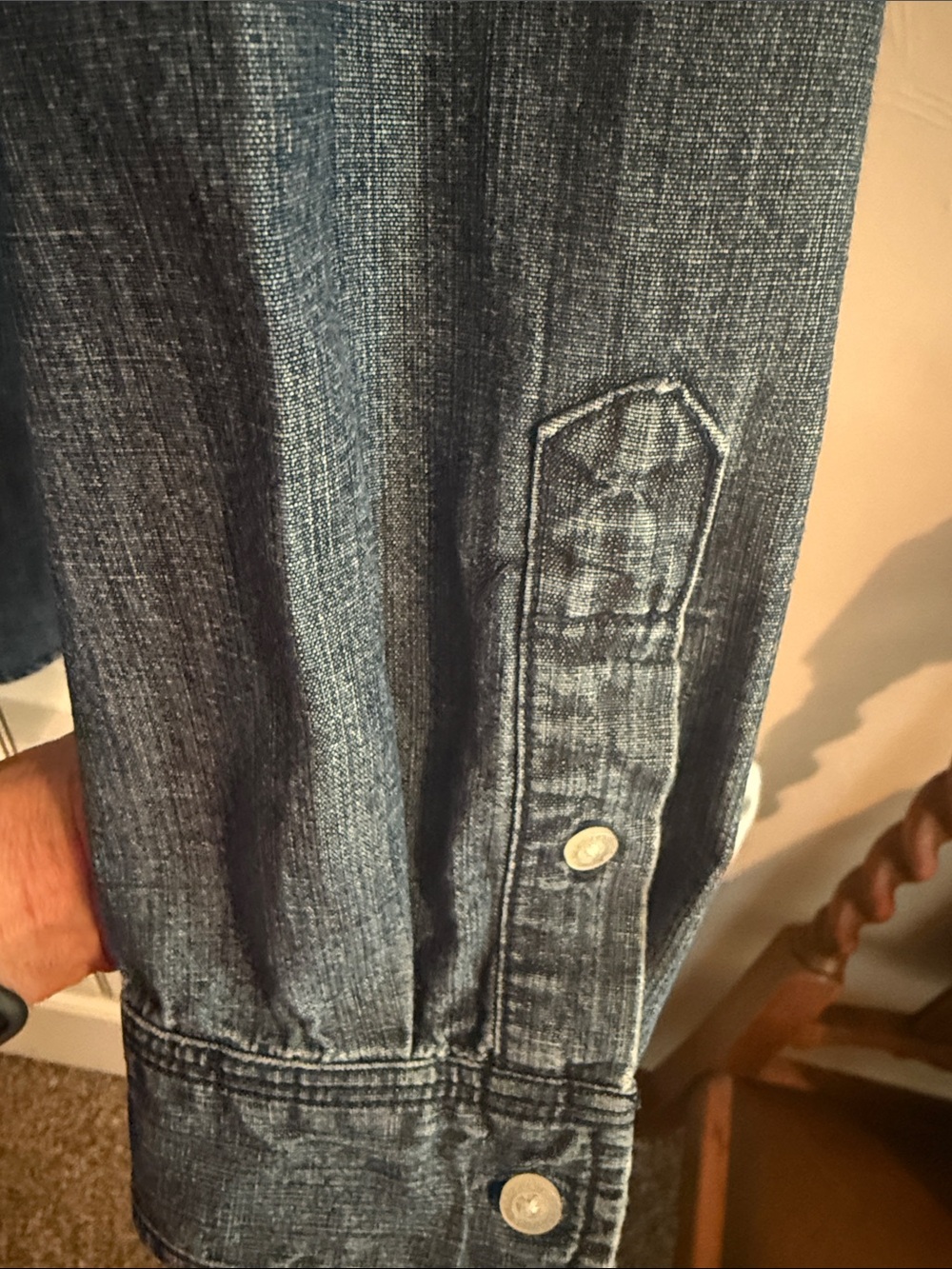 Ralph Lauren  Blue Denim Button-Down Shirt 2 Pockets.  Great Condition. - Picture 4 of 8
